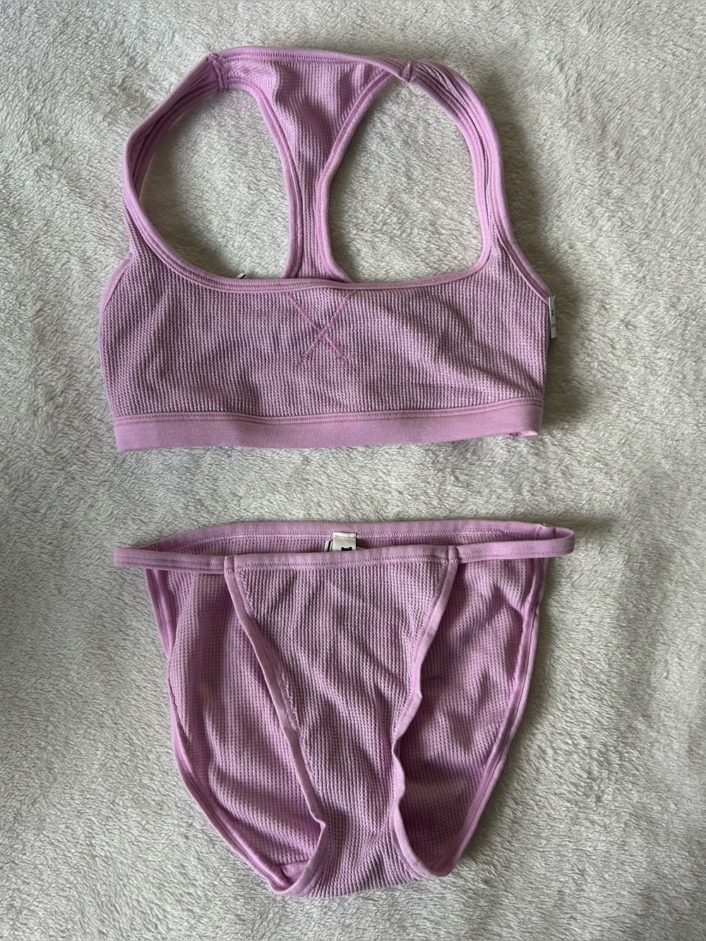 PINK Sparkle Waffle-Knit 2-Piece Set – Light Pink – XS